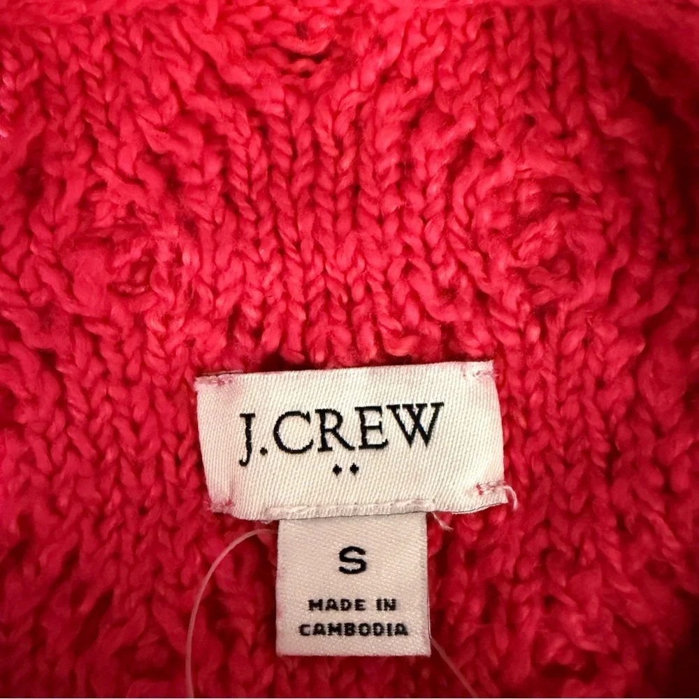 NEW J. Crew Mockneck cable-knit sweater pink 23817